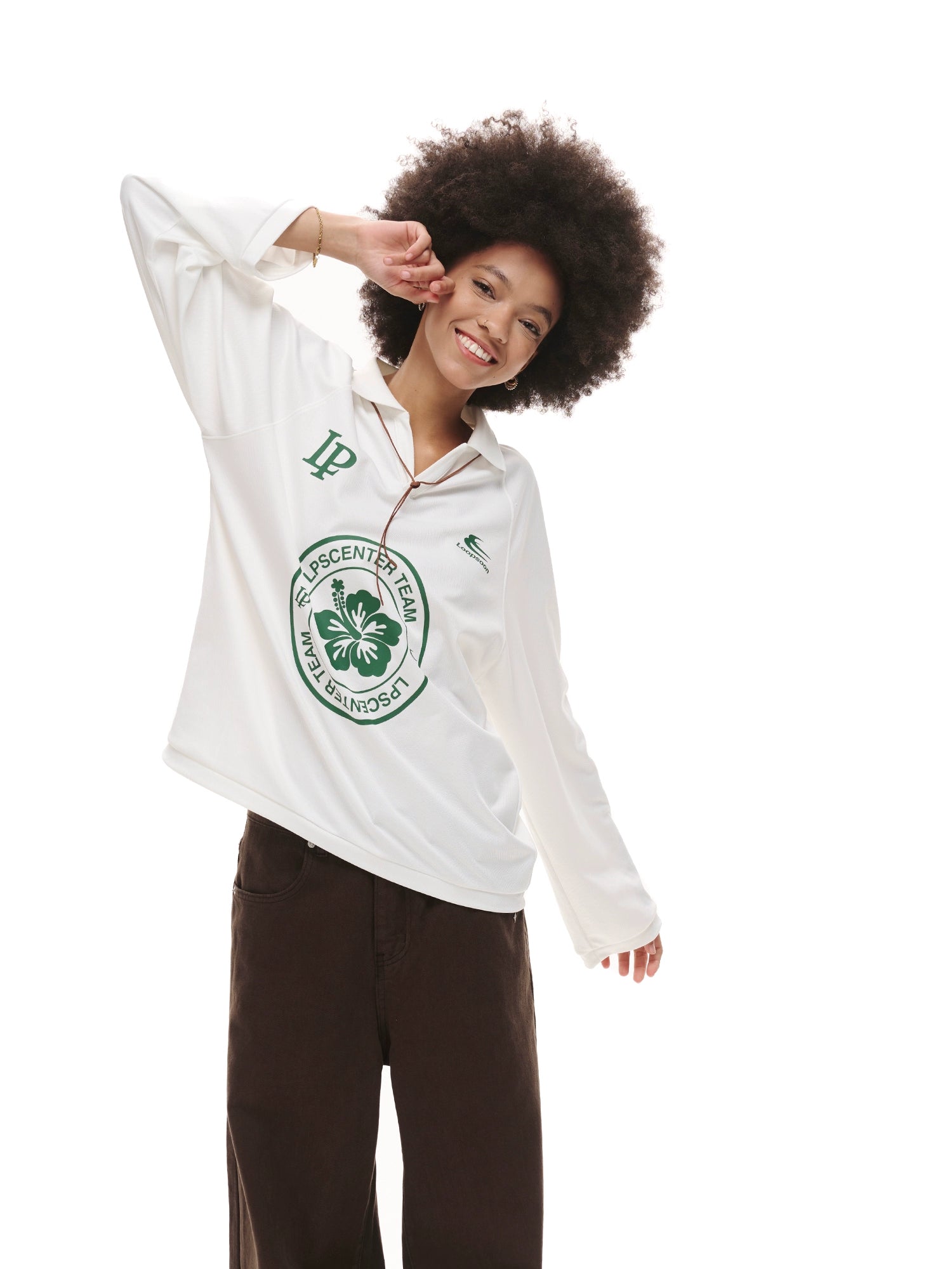 Loopsoon Polo Shirt Creative Printing Casual Versatile Long Sleeve