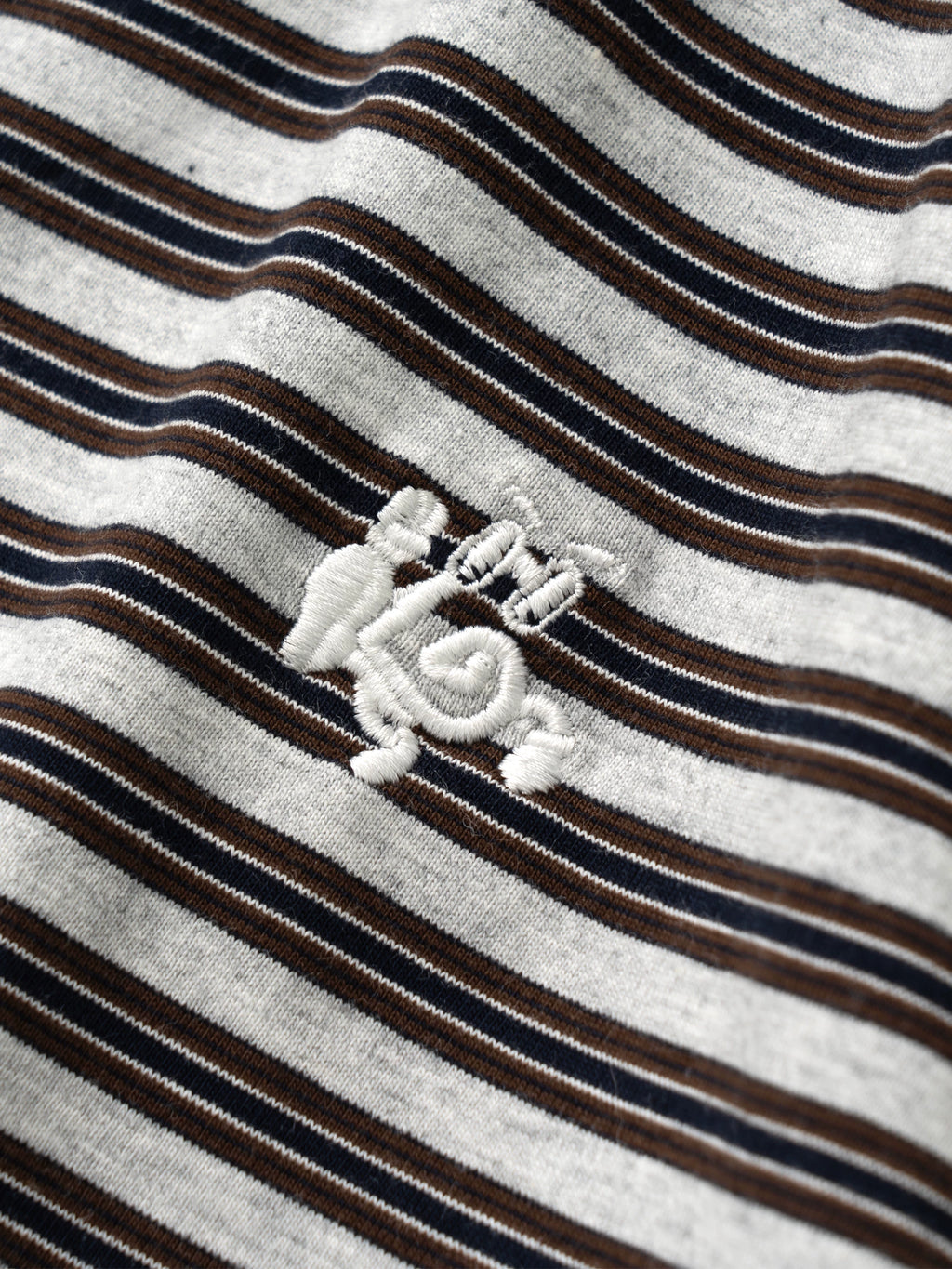 BENT IDEA Embroidery Henry Collar Striped Tee