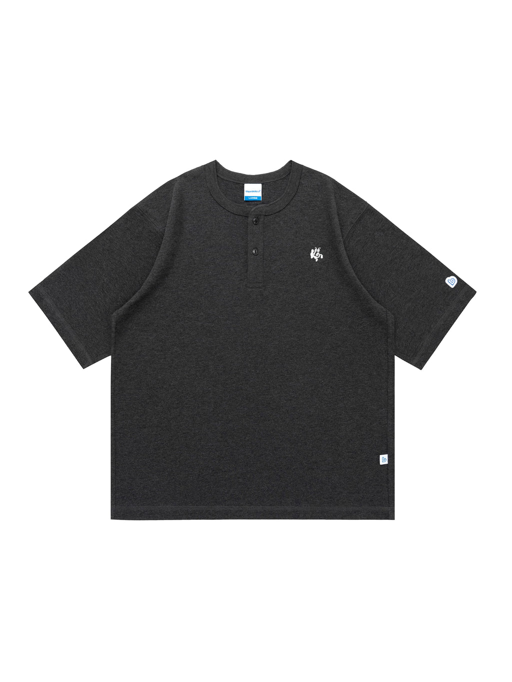 BENT IDEA Embroidery Simple Henry Collar Casual Tee