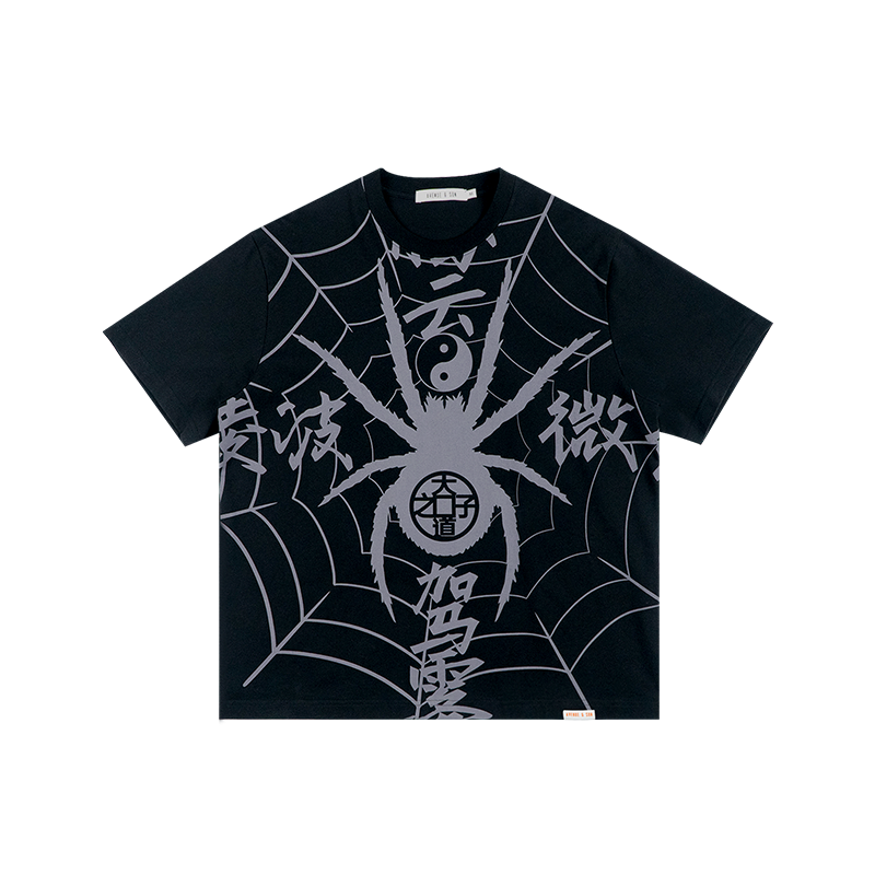 AVENUESON Two-color Spider Full of Chinese Characters Tee