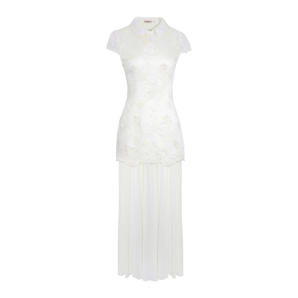 Wildberry Splicing Waist Embroidery Dress