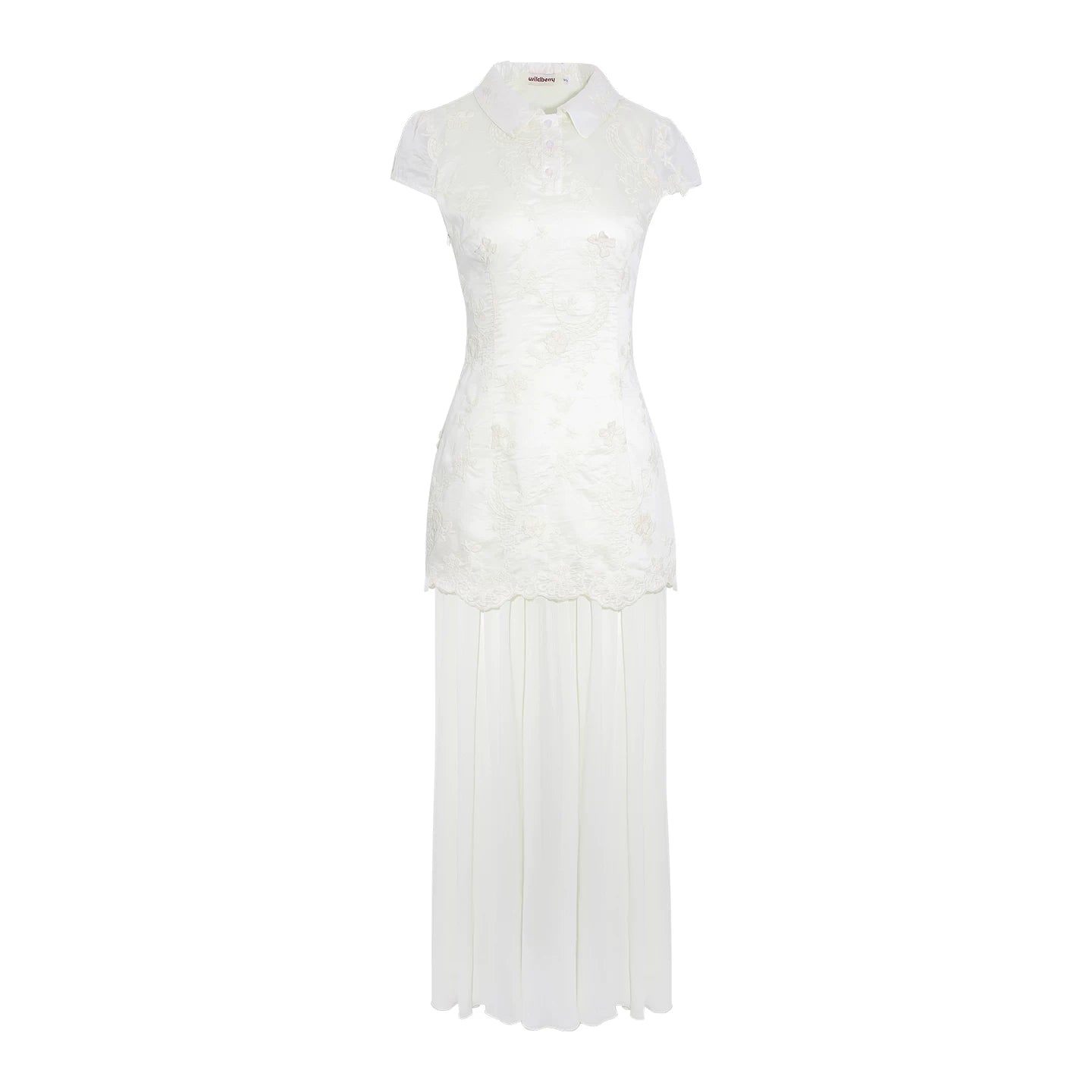 Wildberry Splicing Waist Embroidery Dress