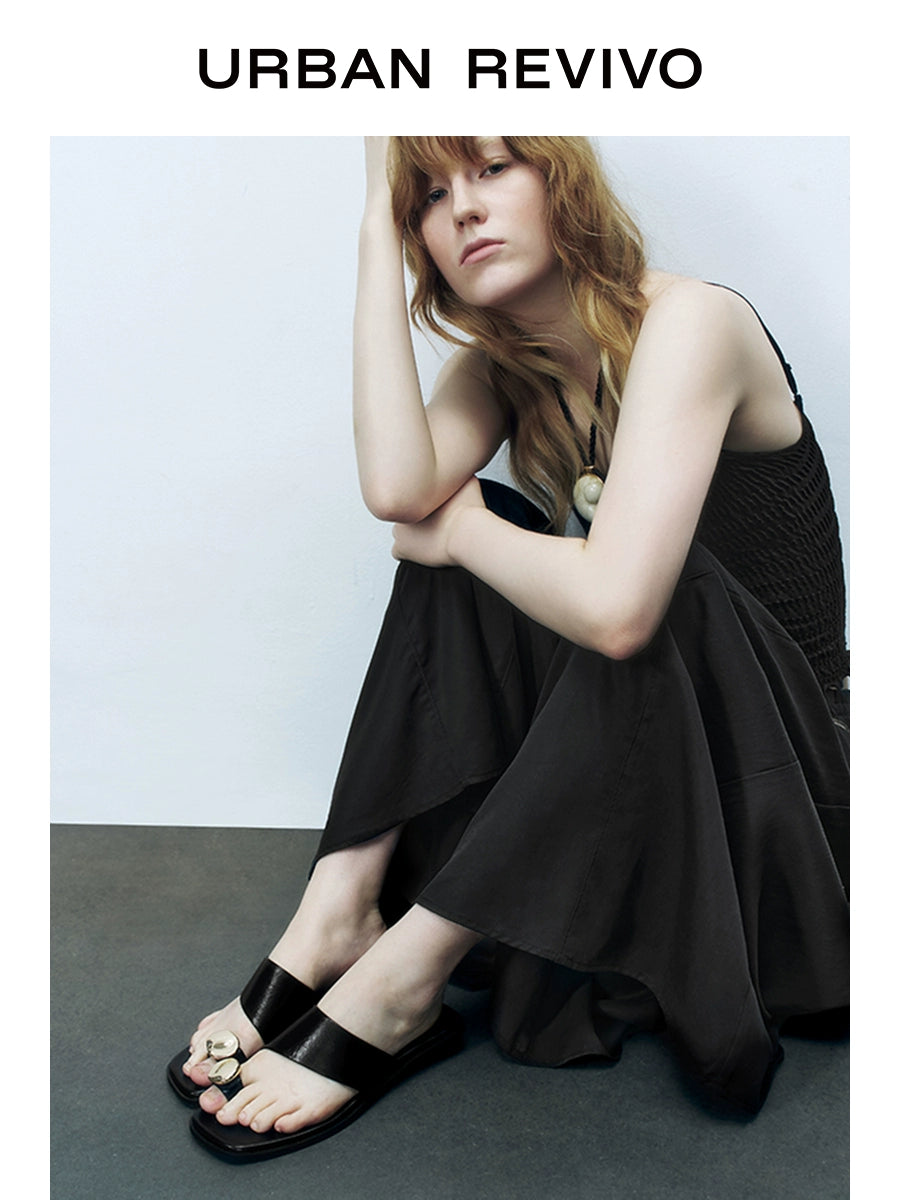 URBAN REVIVO Wave Style Vertical Super Loose Versatile Wide Leg Pants