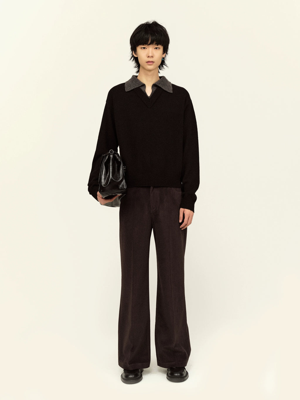 Set for Life V-neck Lapel Color Matching Thin Long-sleeved Sweater