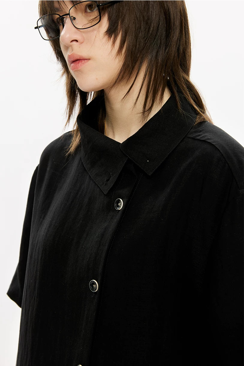 KREATE Stand-up Collar Handmade Contrasting Button-up Shirt