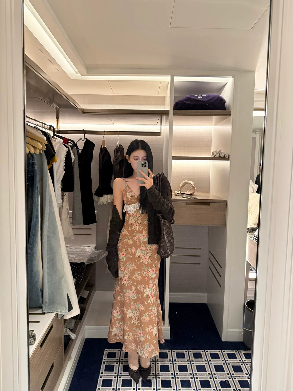 YOUNG KYLIN Floral Suspender Dress