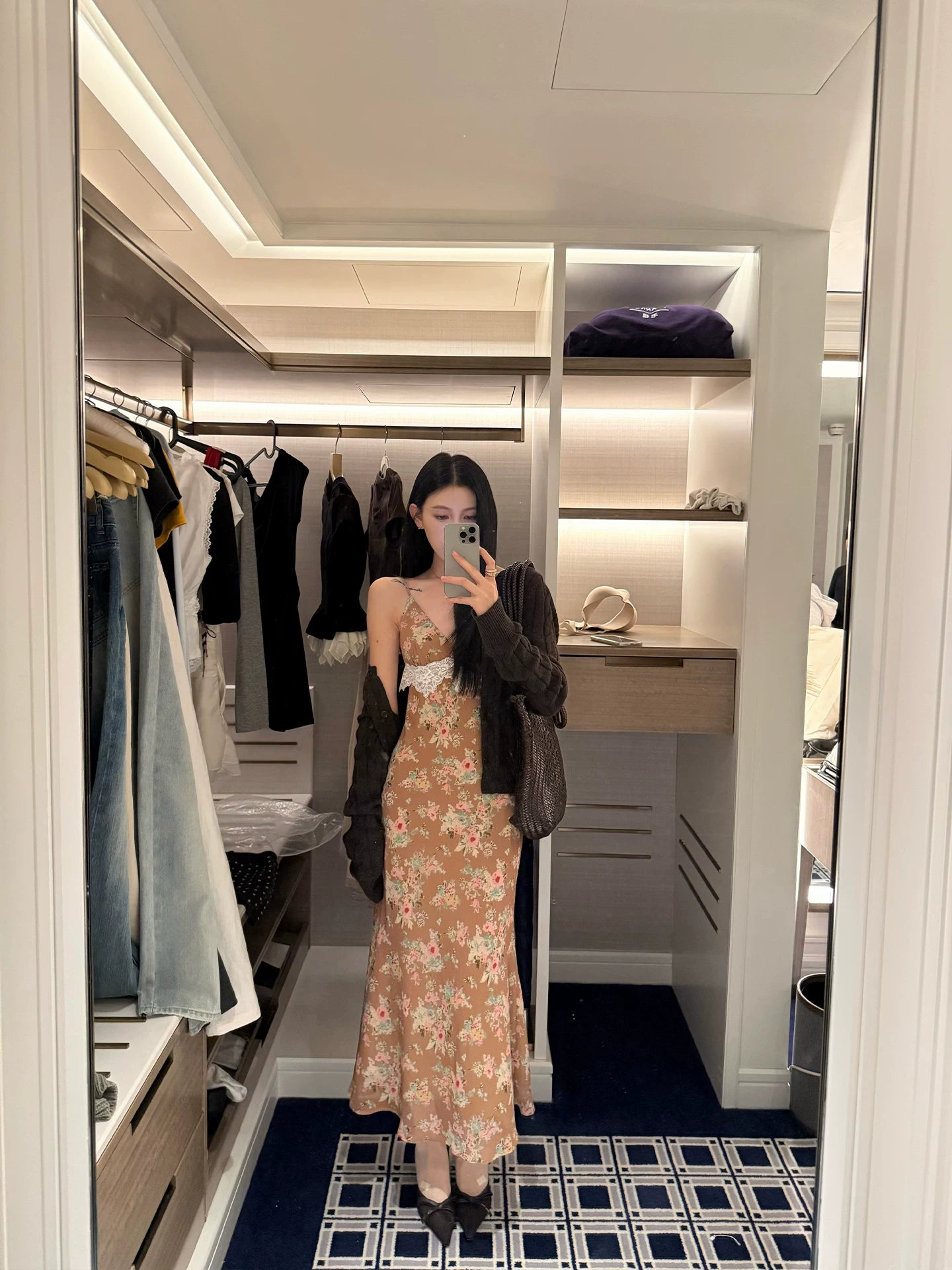 YOUNG KYLIN Floral Suspender Dress