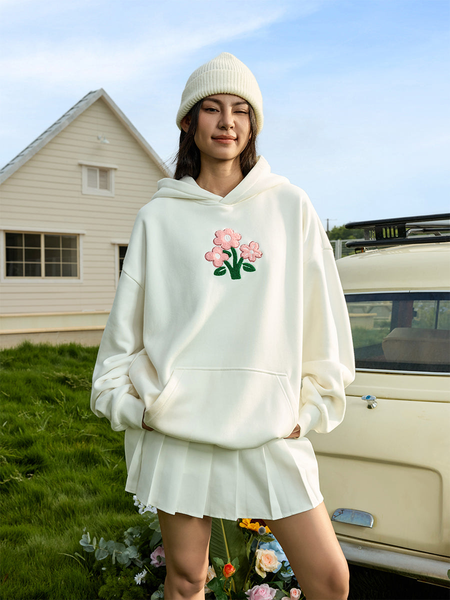 Harsh and cruel plush flower handwritten Hoodie