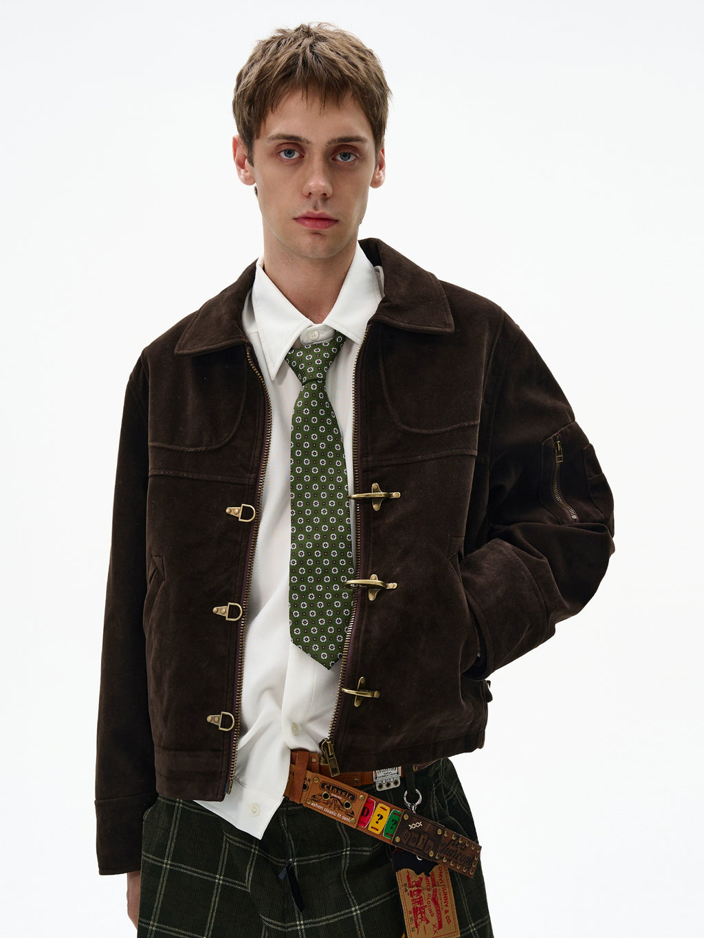 MADWITCH Deconstructed Splicing Aircraft Buckle Short Jacket