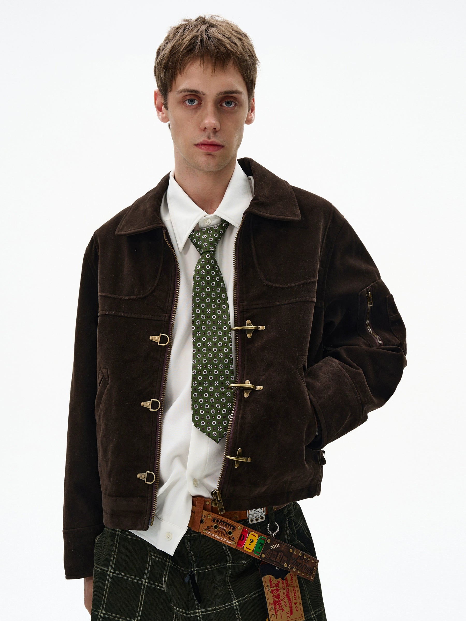 MADWITCH Deconstructed Splicing Aircraft Buckle Short Jacket