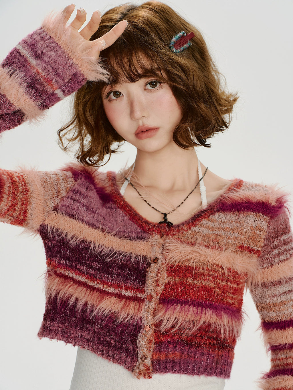 Girlyhalo Vintage Striped Knitted Cardigan