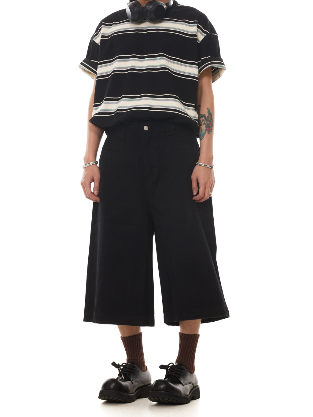 BTSG  classic simple cut versatile wide-leg seven-point medium pants