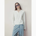 COLN V-neck Breathable Loose Casual Long Sleeves