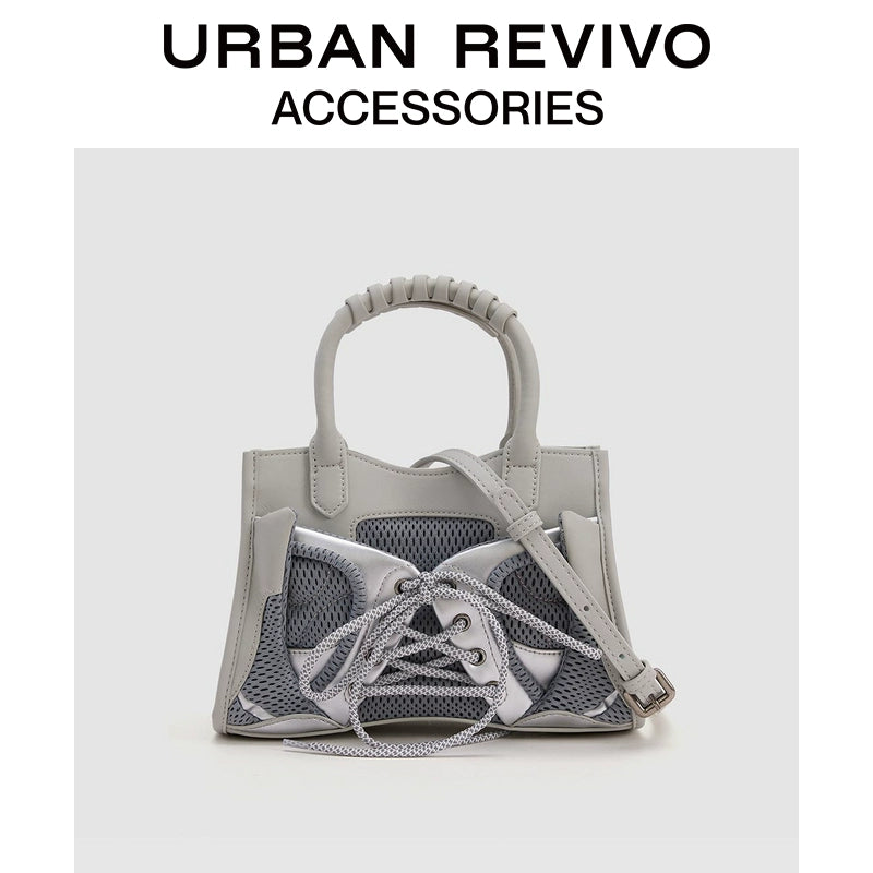 URBAN REVIVO Spliced Mesh Portable Messenger Bag