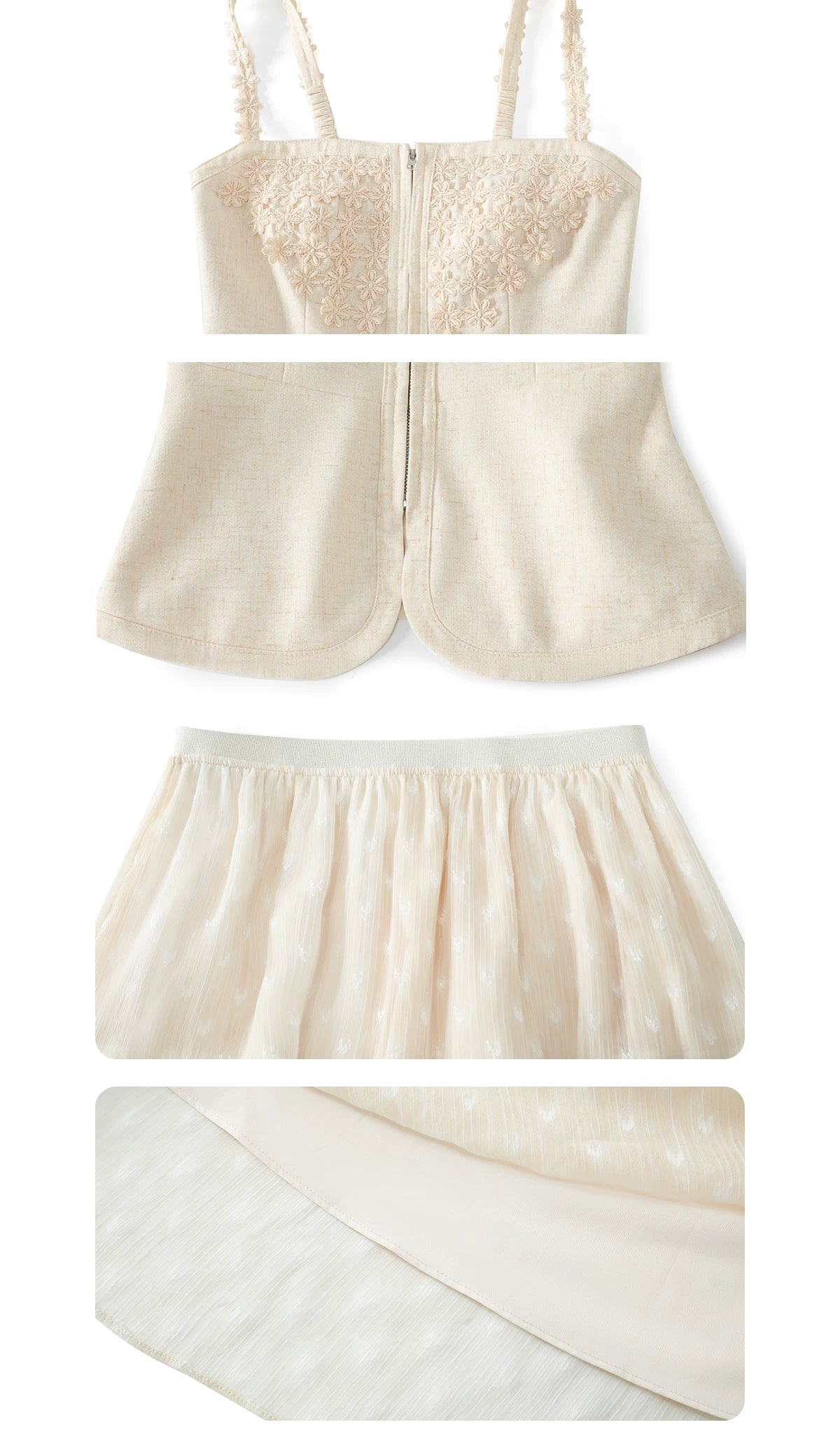 Barb Chill Suspender Chiffon Jacquard Long Skirt