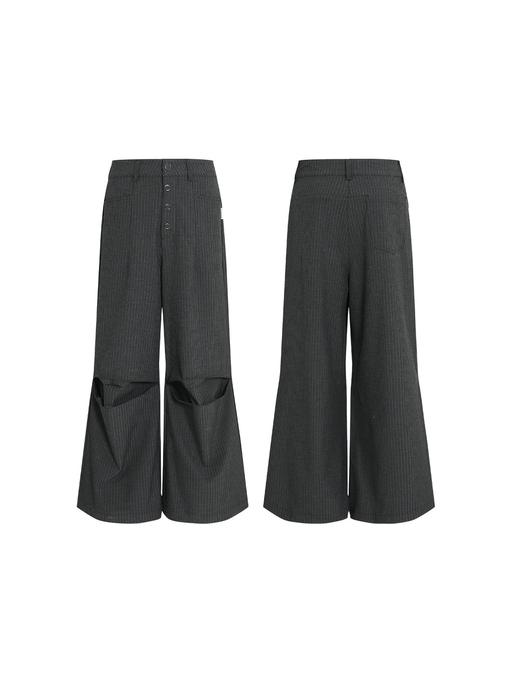 FUNKYFUN Striped Spaced Breasted Design Trousers