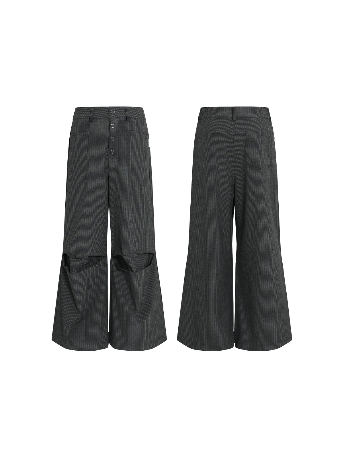 FUNKYFUN Striped Spaced Breasted Design Trousers