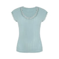 Wildberry V-neck Slim Slim Slim Lace Splicing Tee