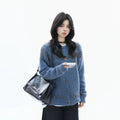Zuocisankon Retro Tie-dye Jacquard Knitted Cardigan Sweater