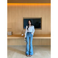 Pusumede Lace Stitching Long Sleeve Shirt