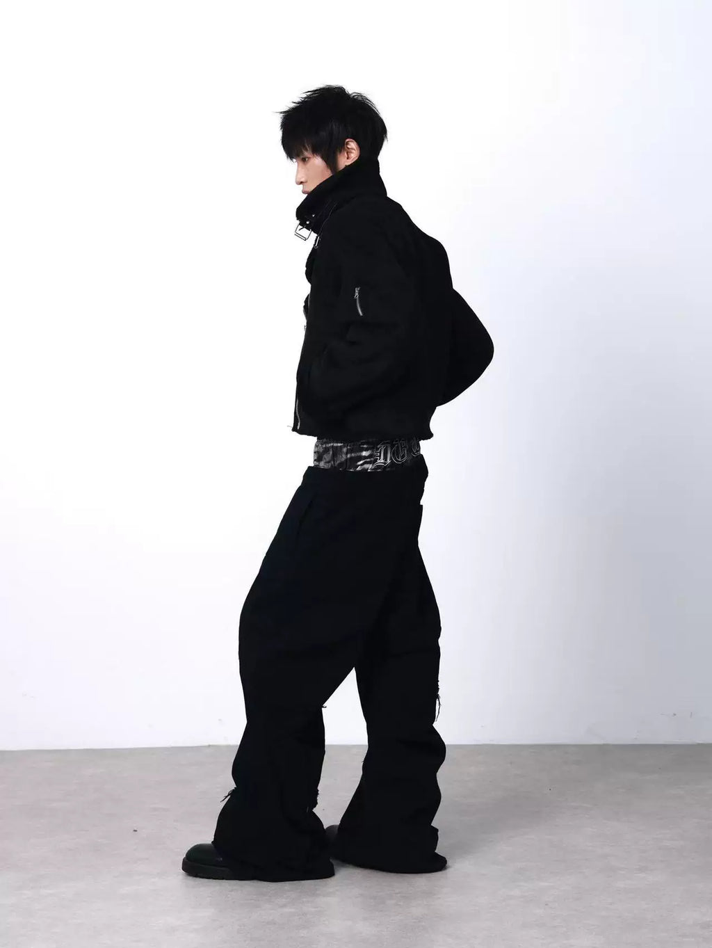 DETW Diagonal Zipper Suede Lamb Wool Thickened Jacket Cotton Coat