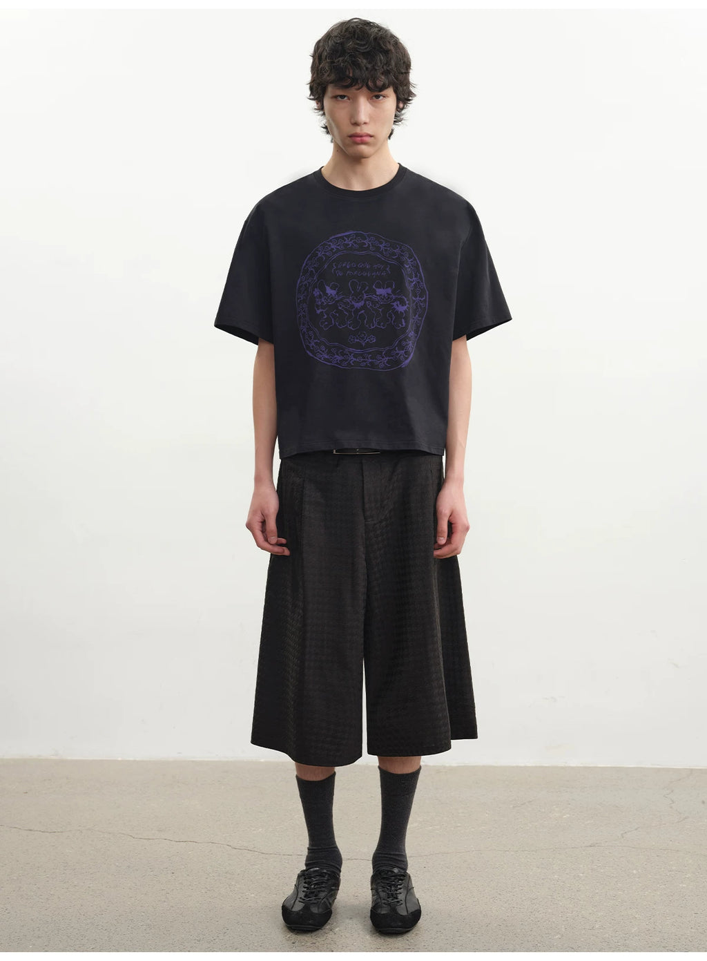 JCAESAR Retro Rabbit Print Casual Tee