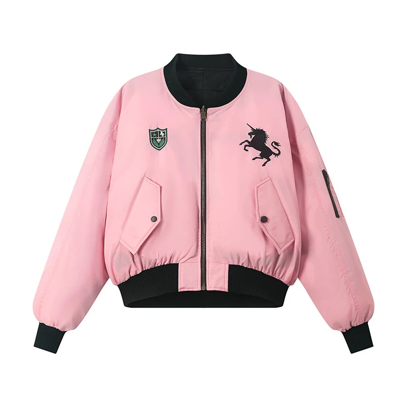 8Ff War Horse Embroidered Warm Cotton-padded Coat