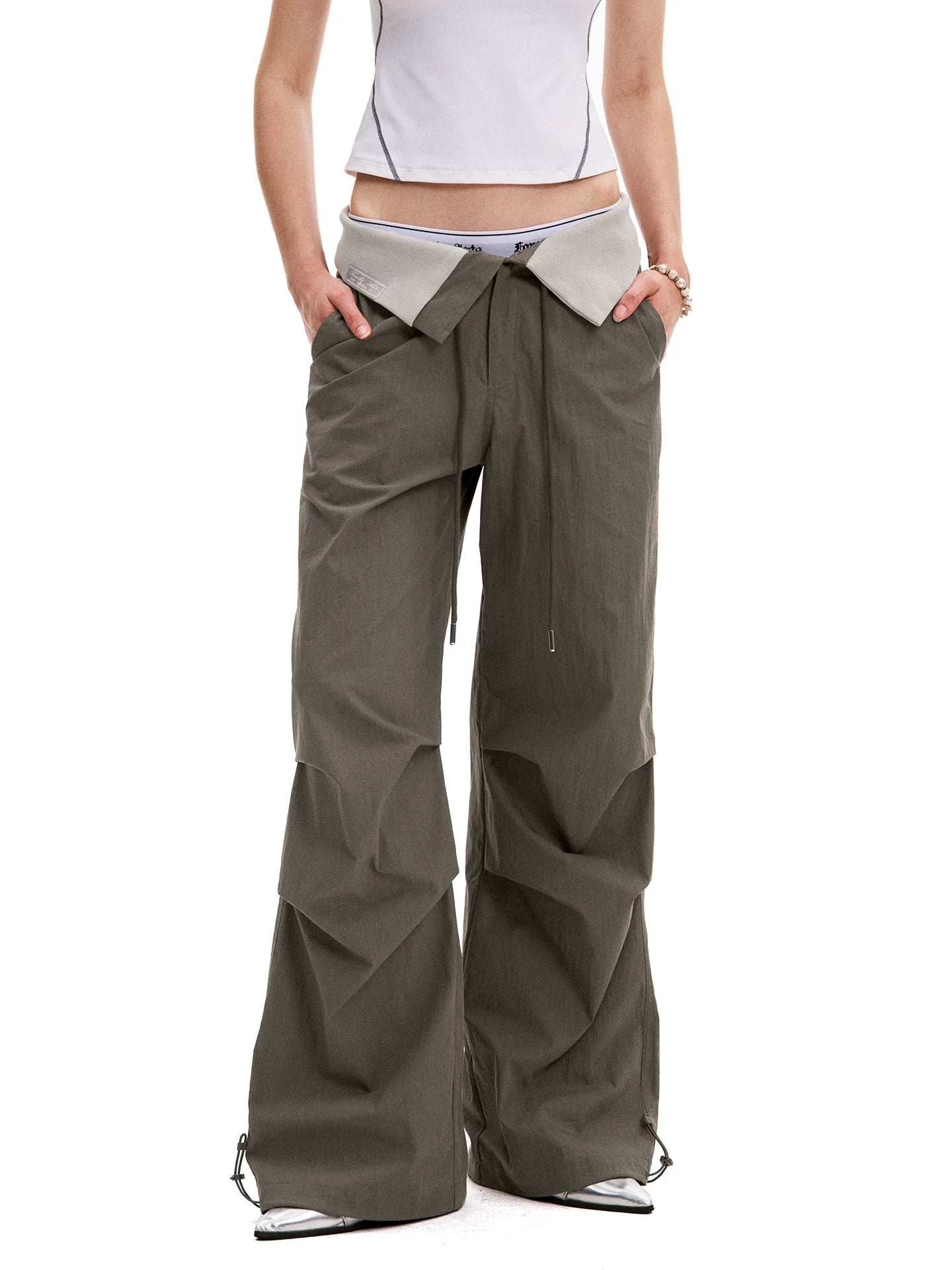 0123Start Vintage Flanged Drawstring Loose Overalls
