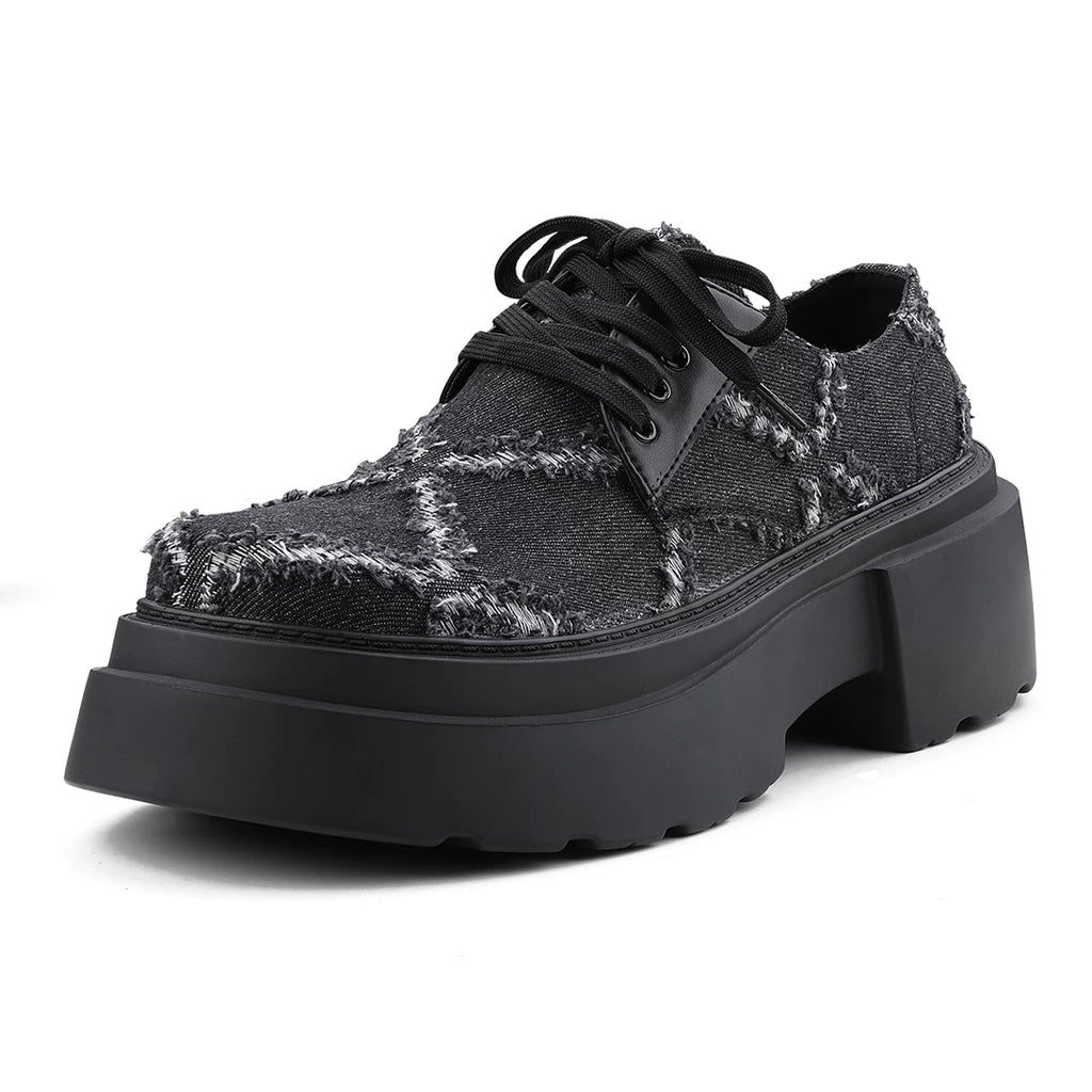 HANQIAORJI Old and Destructive Style Personalized Platform Casual Board Shoes