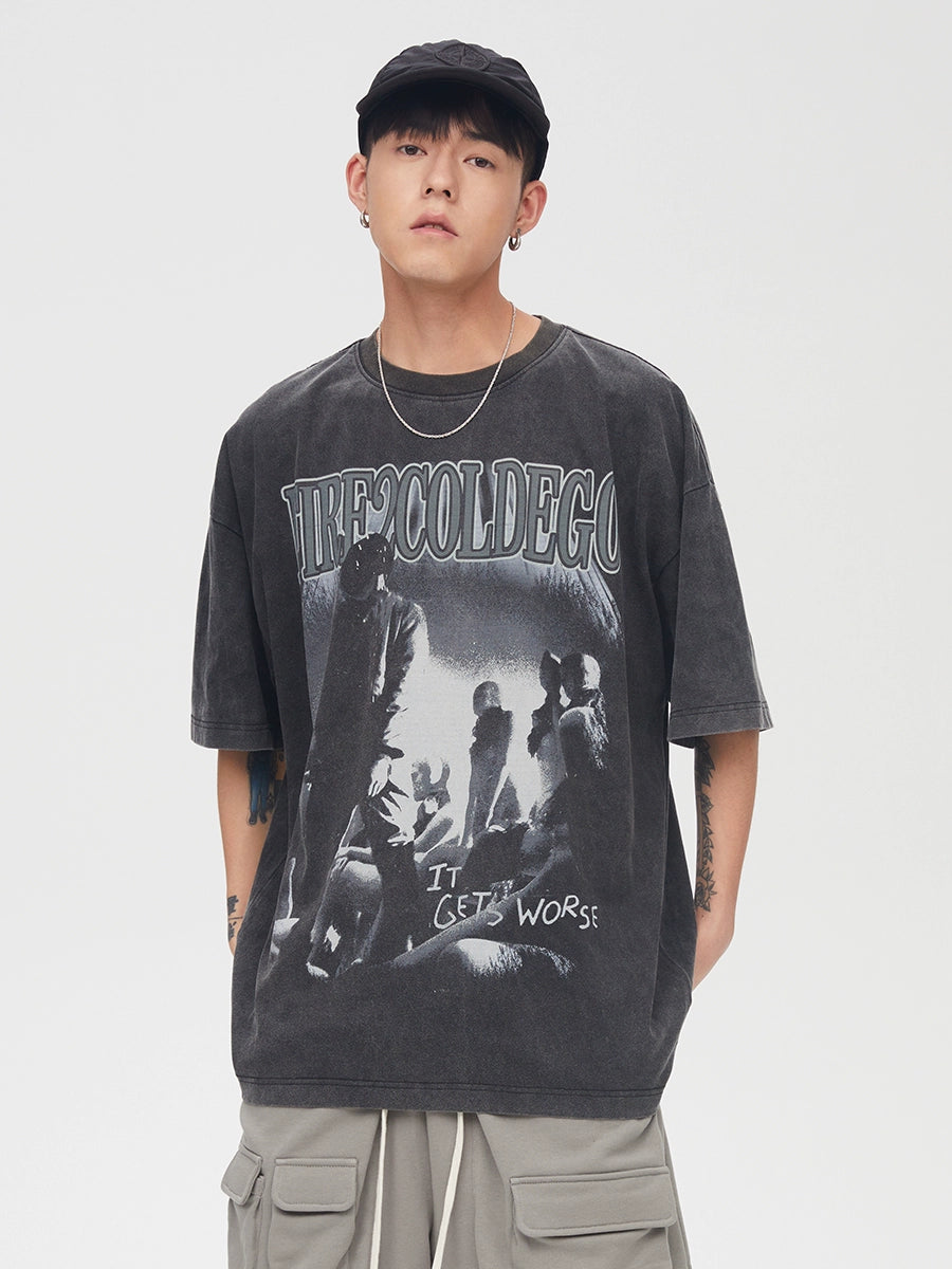 F2CE Retro Printing Loose Trend Tee
