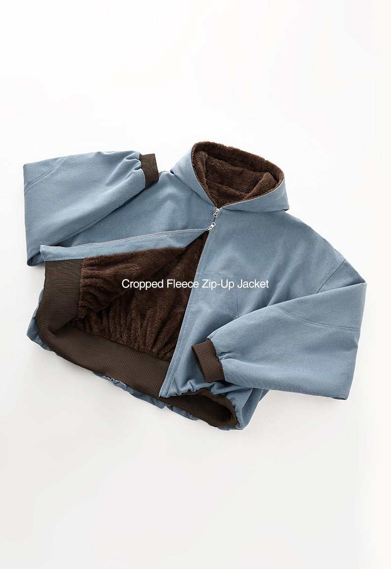 Inflation Short Contrasting Plush Zip Jacket