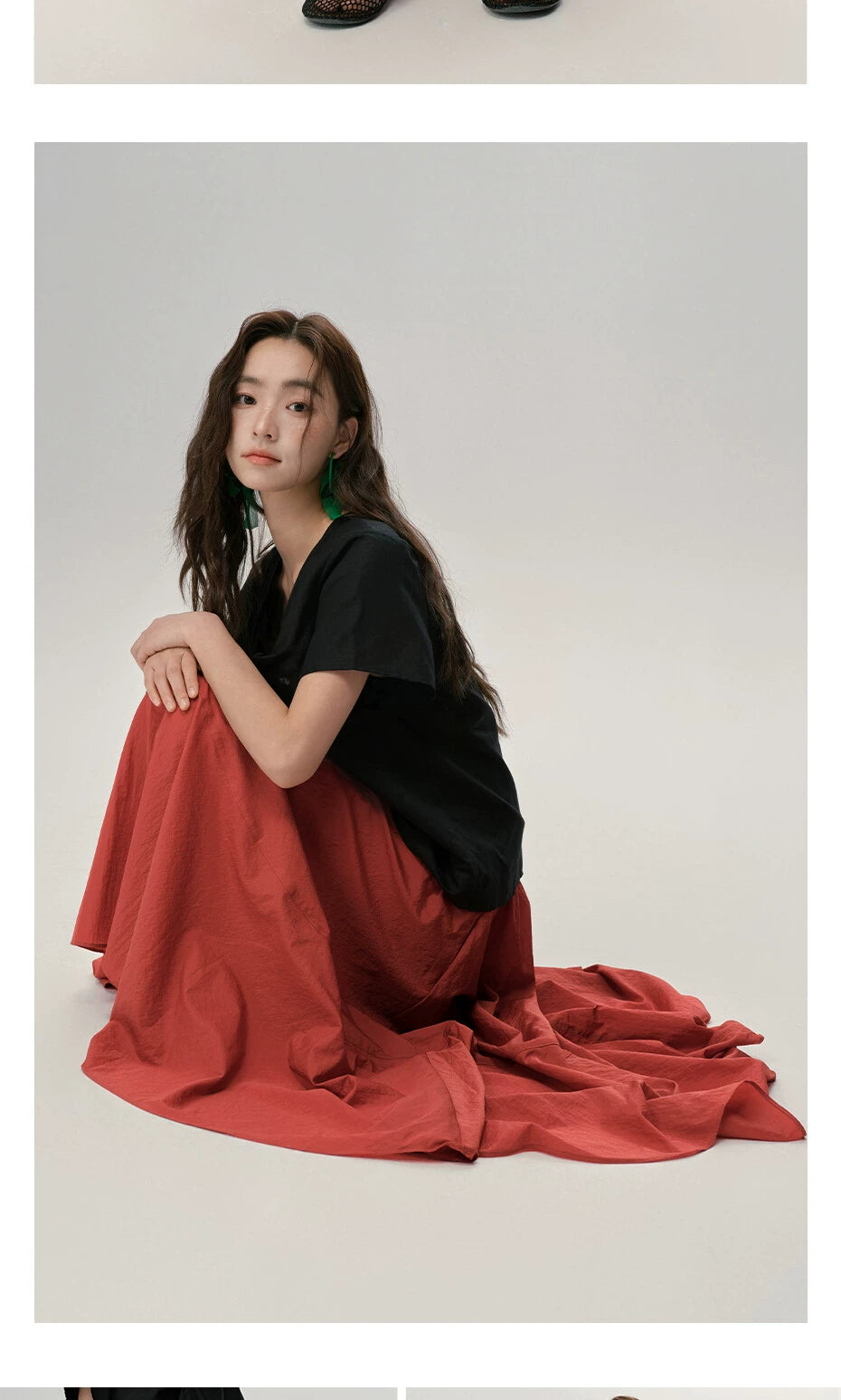 Giordano Semi-elastic Long Skirt A-shaped Umbrella Skirt