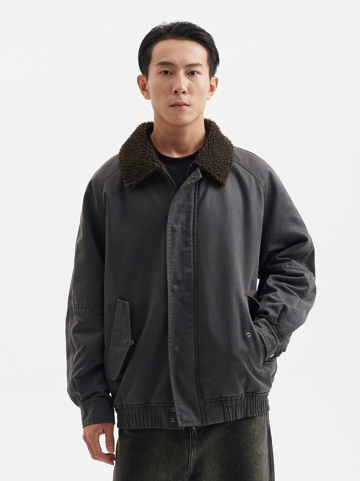 BUTTBILL Vintage Loose Imitation Cashmere Collar Jacket