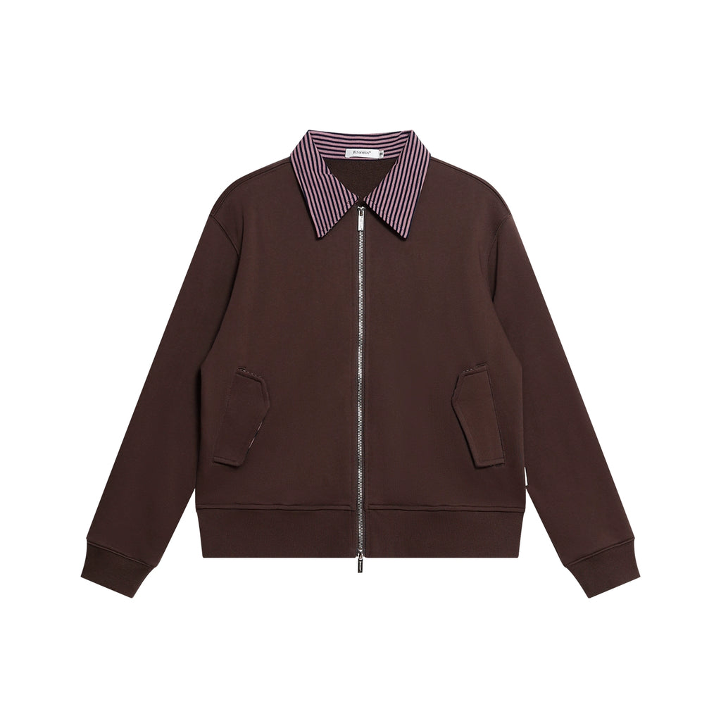 FUNKYFUN Contrasting Striped Spliced Lapel Loose Sweater Jacket