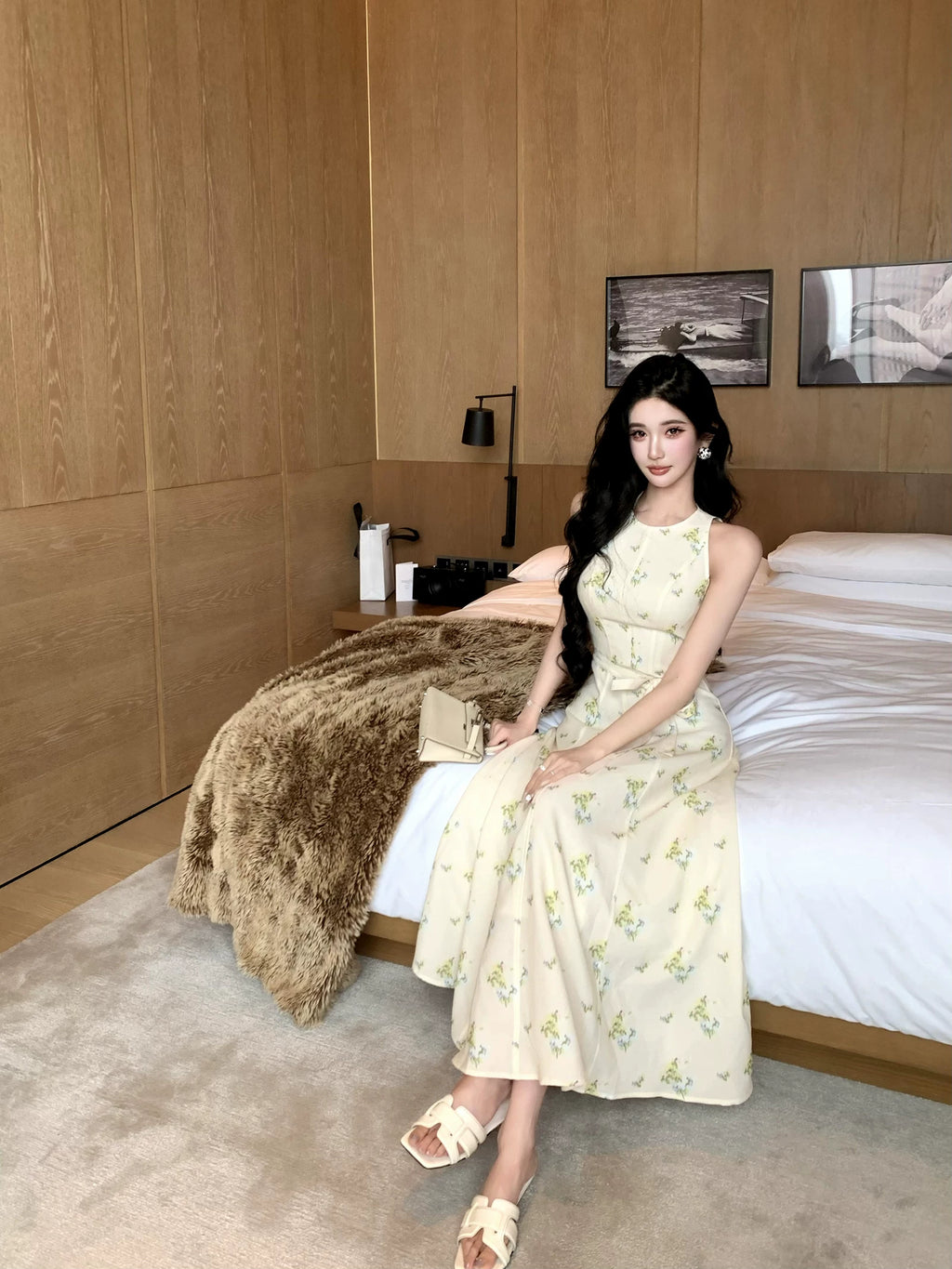 Barb Chill Waist Floral Skirt Temperament Dress