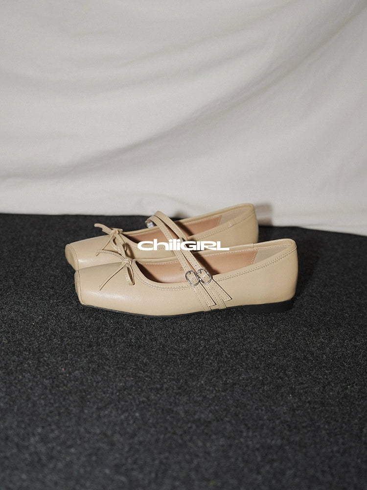 CHILIGIRL One-word Thin Strap Square Head Shallow Mouth Temperament Single Shoe