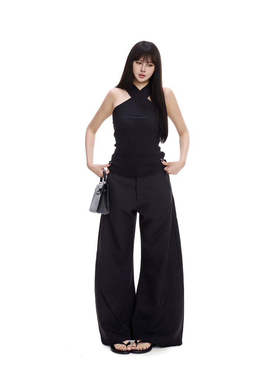 WITHMIN Low Waist Loose and Thin Versatile Straight-leg Pants