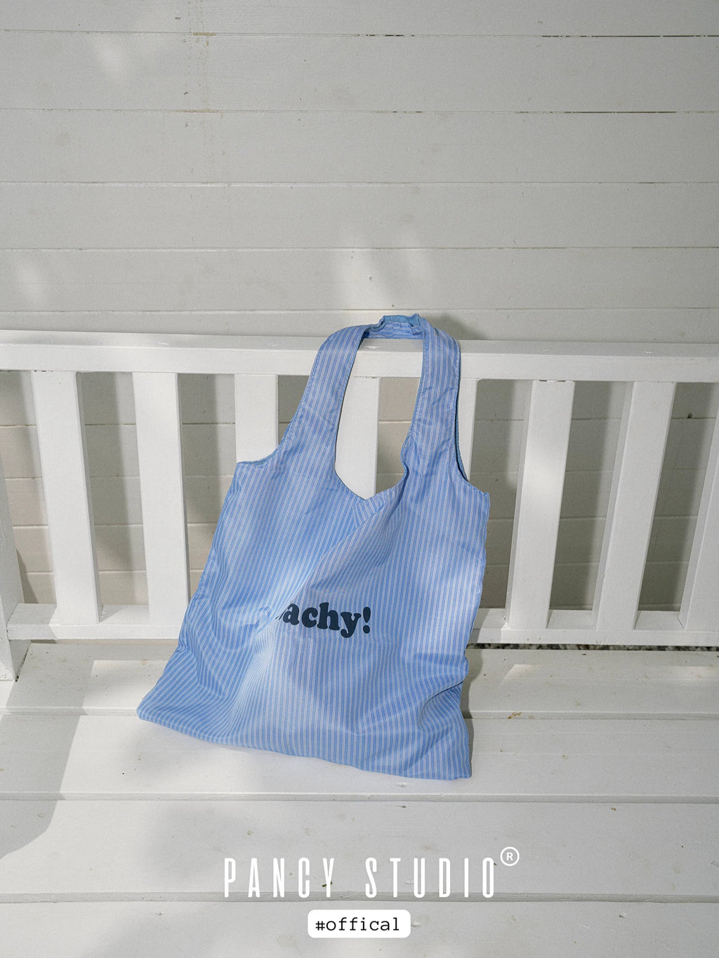 PANCY Letter Striped Canvas Bag Large Capacity