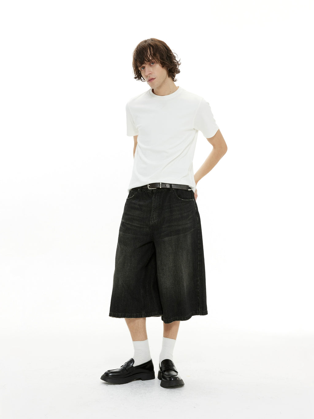 DIMC Retro Washed Denim Cropped Pants