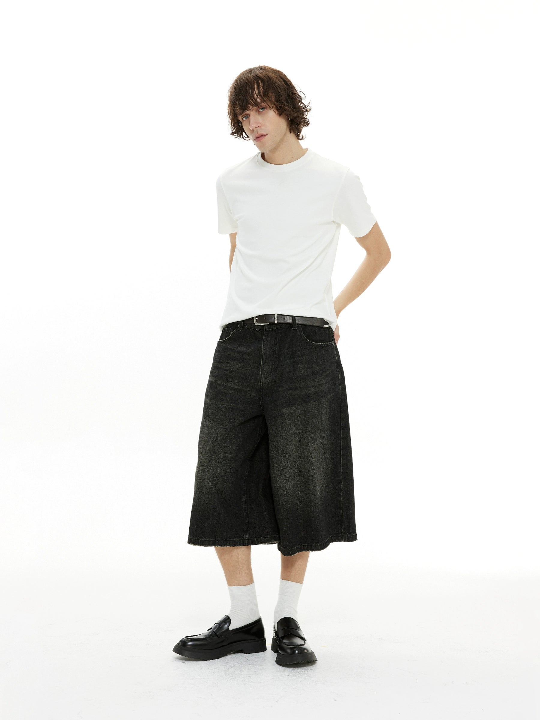 DIMC Retro Washed Denim Cropped Pants