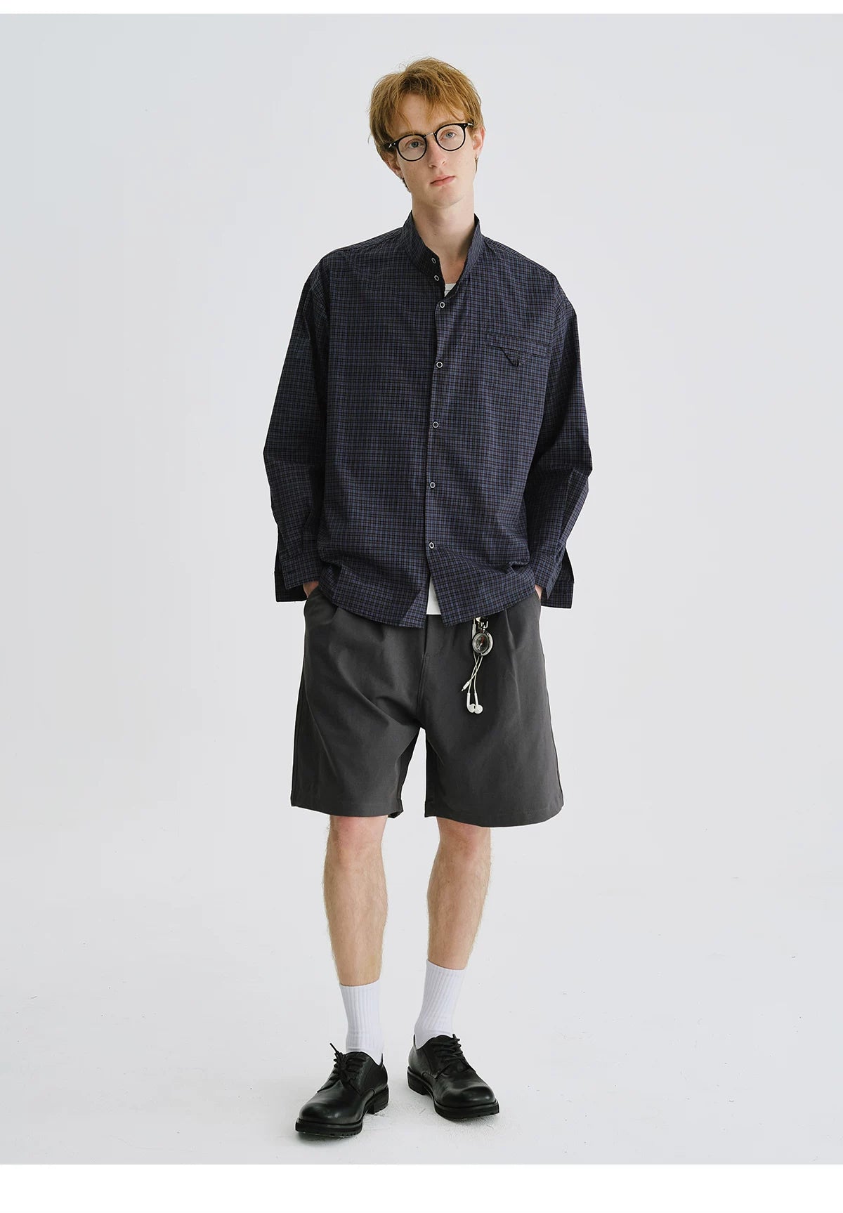 LIVINGTOWN Loose Plaid Long-sleeved Shirt
