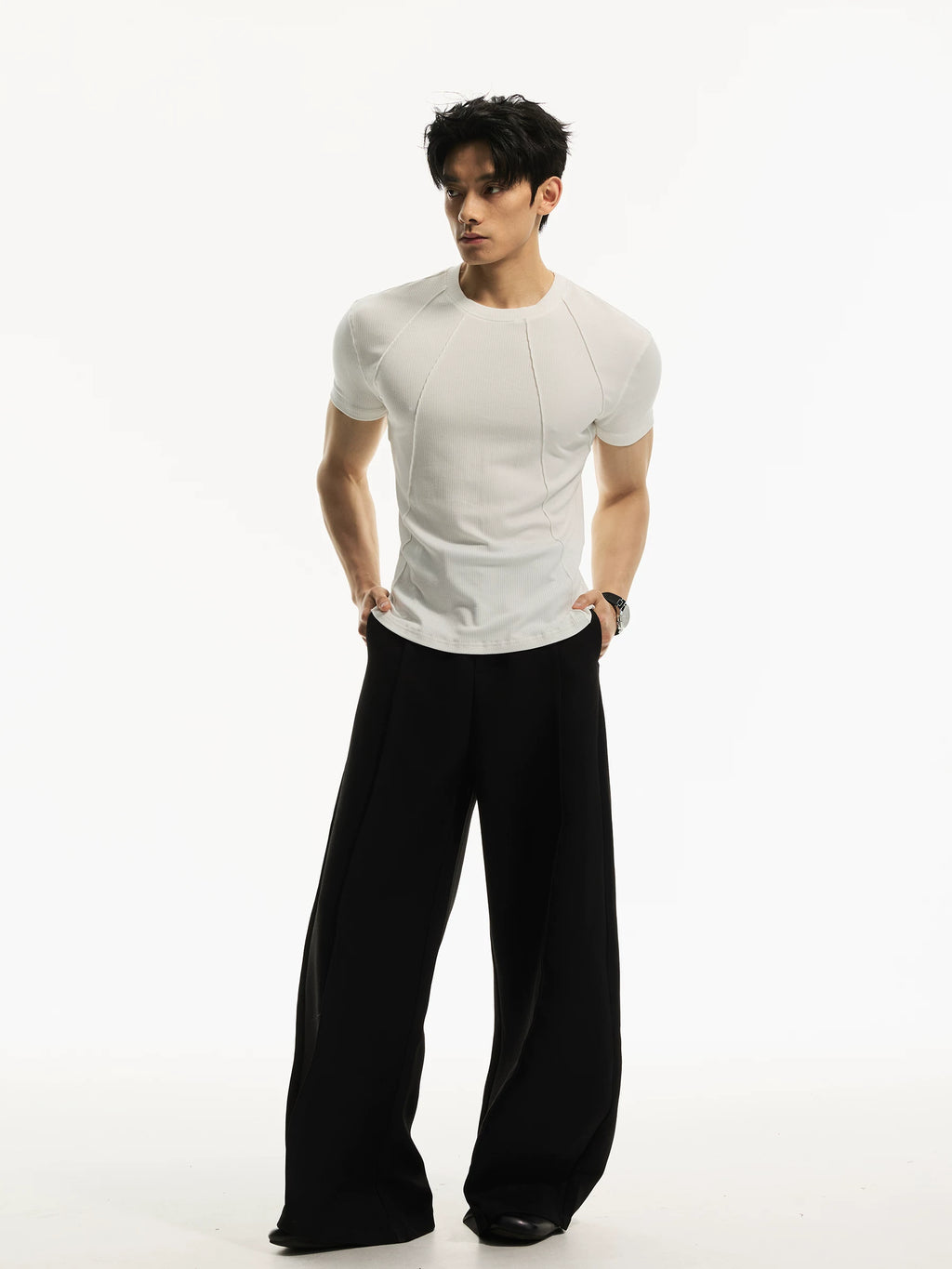DAY NY Oblique Pleated Front Shoulder Casual Tee