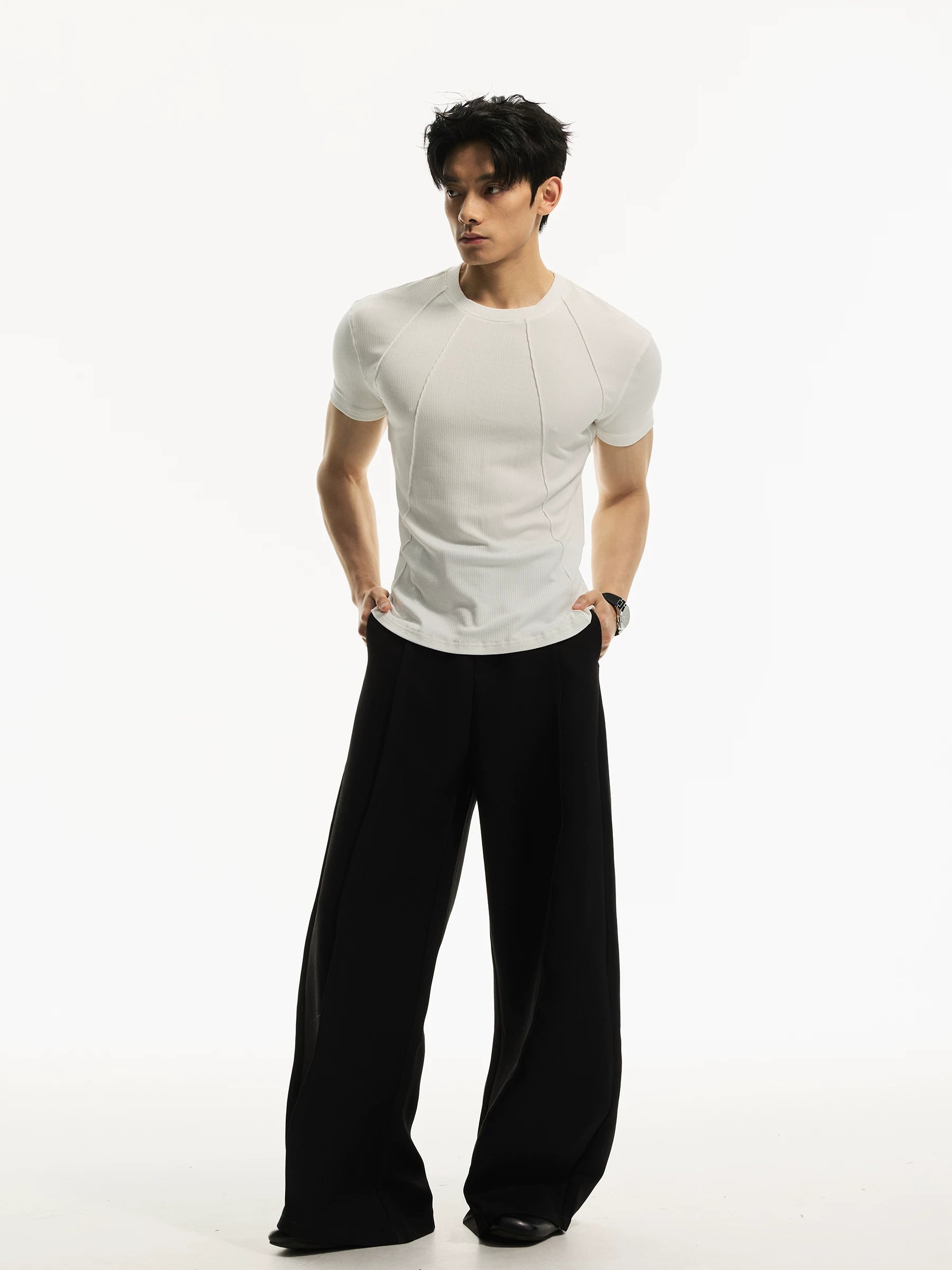 DAY NY Oblique Pleated Front Shoulder Casual Tee