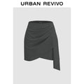 URBAN REVIVO Irregular Pleated Design A-shaped Skirt