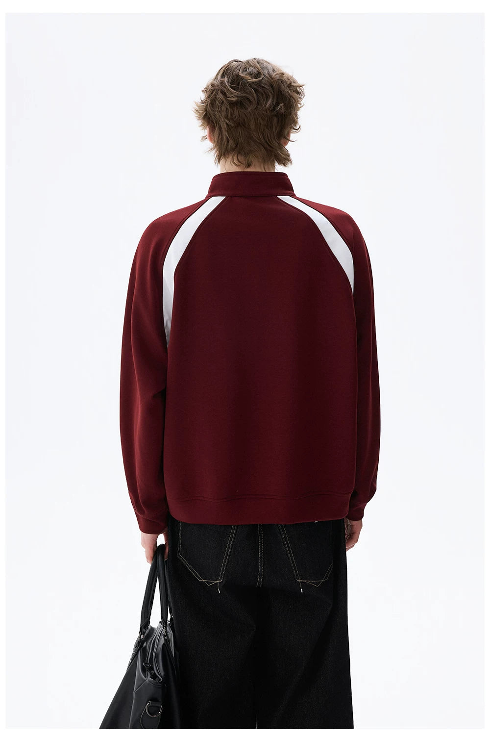 CHOR Sports Style Stand-up Collar Color Matching Casual Sweater