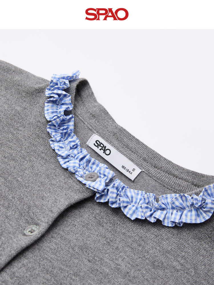 SPAO Korean Style Color Lace Collar Cardigan SPCKF23G73