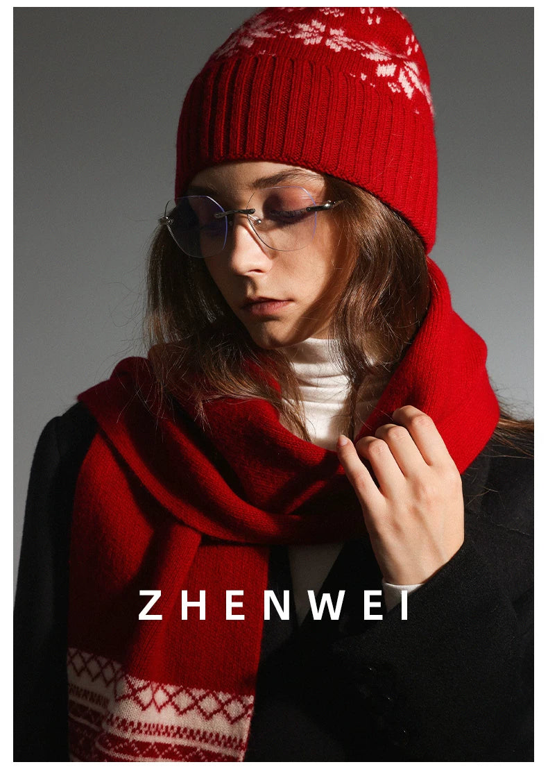 ZHENWEI Pure Wool Fair Island Knitted Small Scarf Scarf