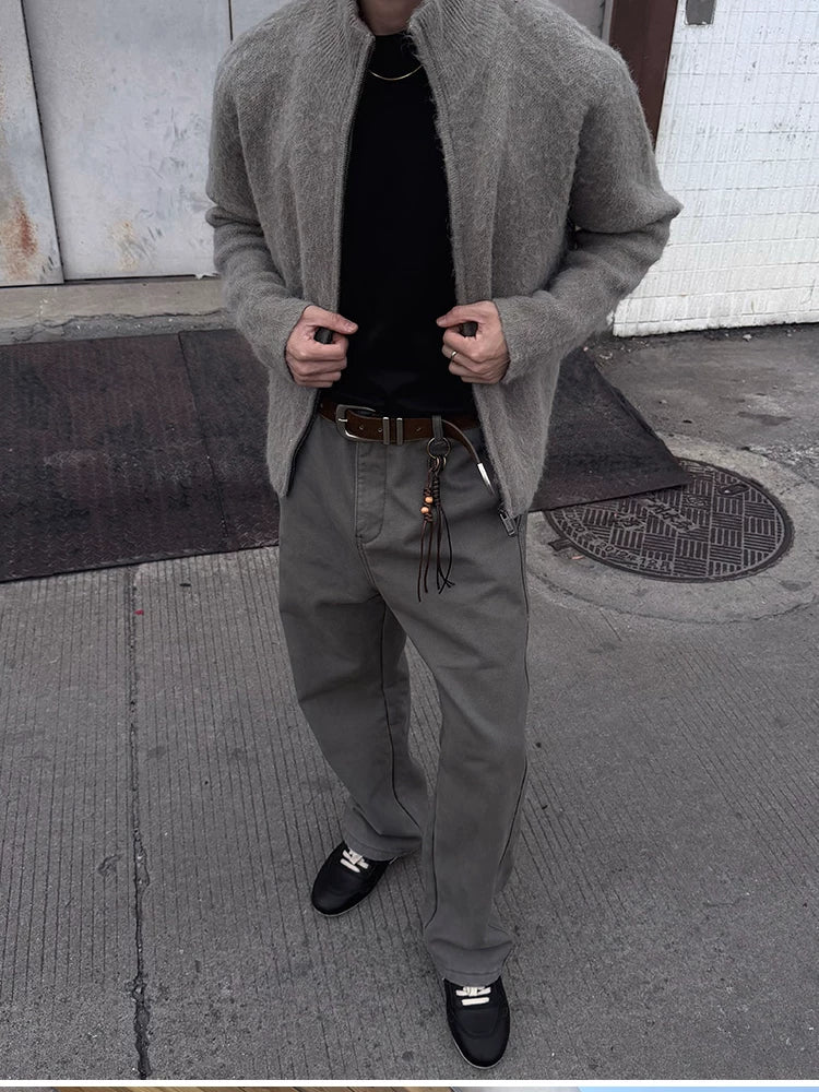 ZOZOFOREST Fleece Stiff Washed Casual Pants