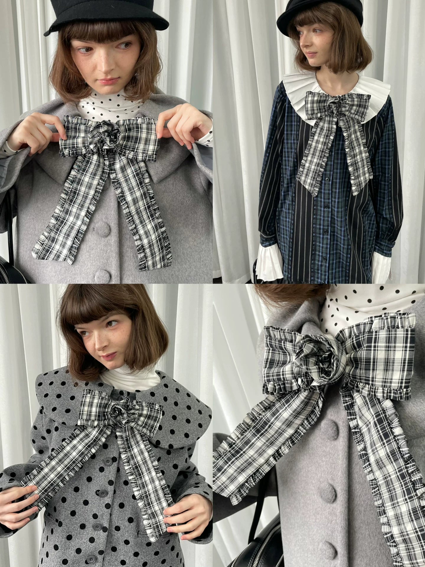 Loosesmell Plaid Striped Big Bow Versatile Long Tail Bow Tie