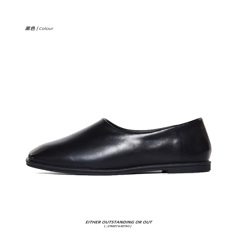 SHENLV STUDIO Simple One-pedal Lazy Flat Leather Shoes